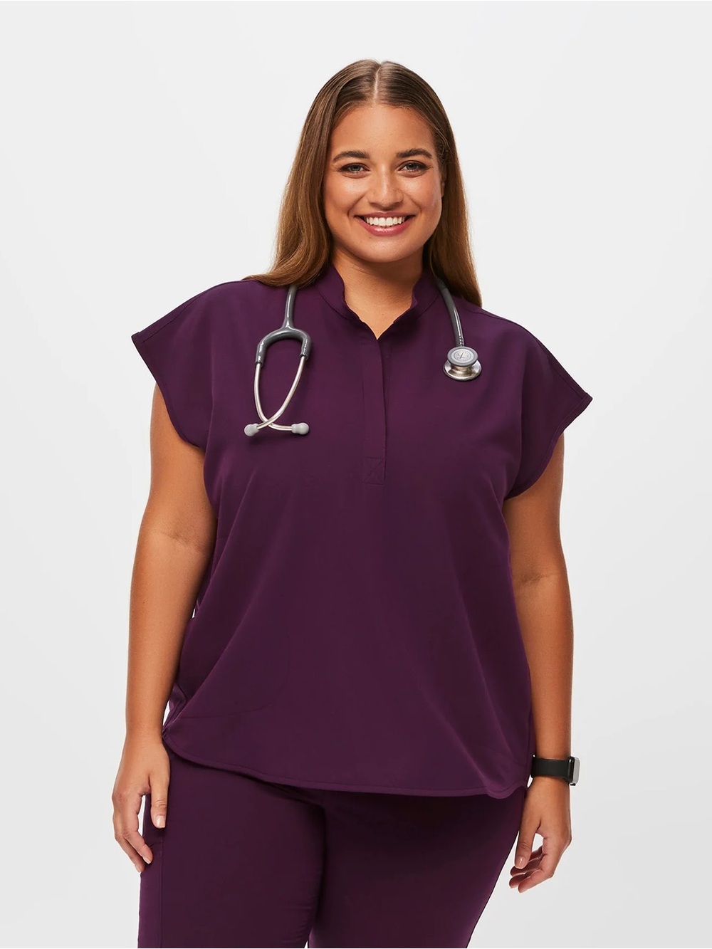 Figs Deep Purple Rafaela Oversized Scrub Top